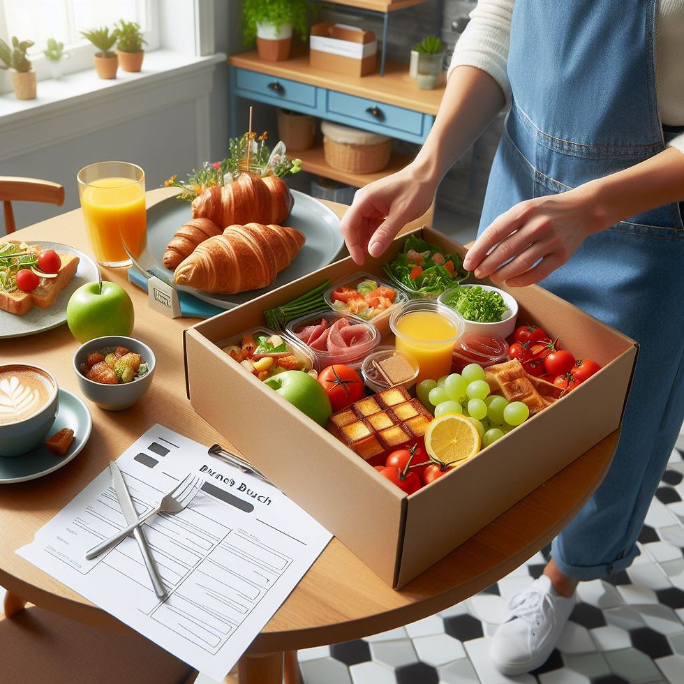 pessoa a preparar uma box/caixa de brunch