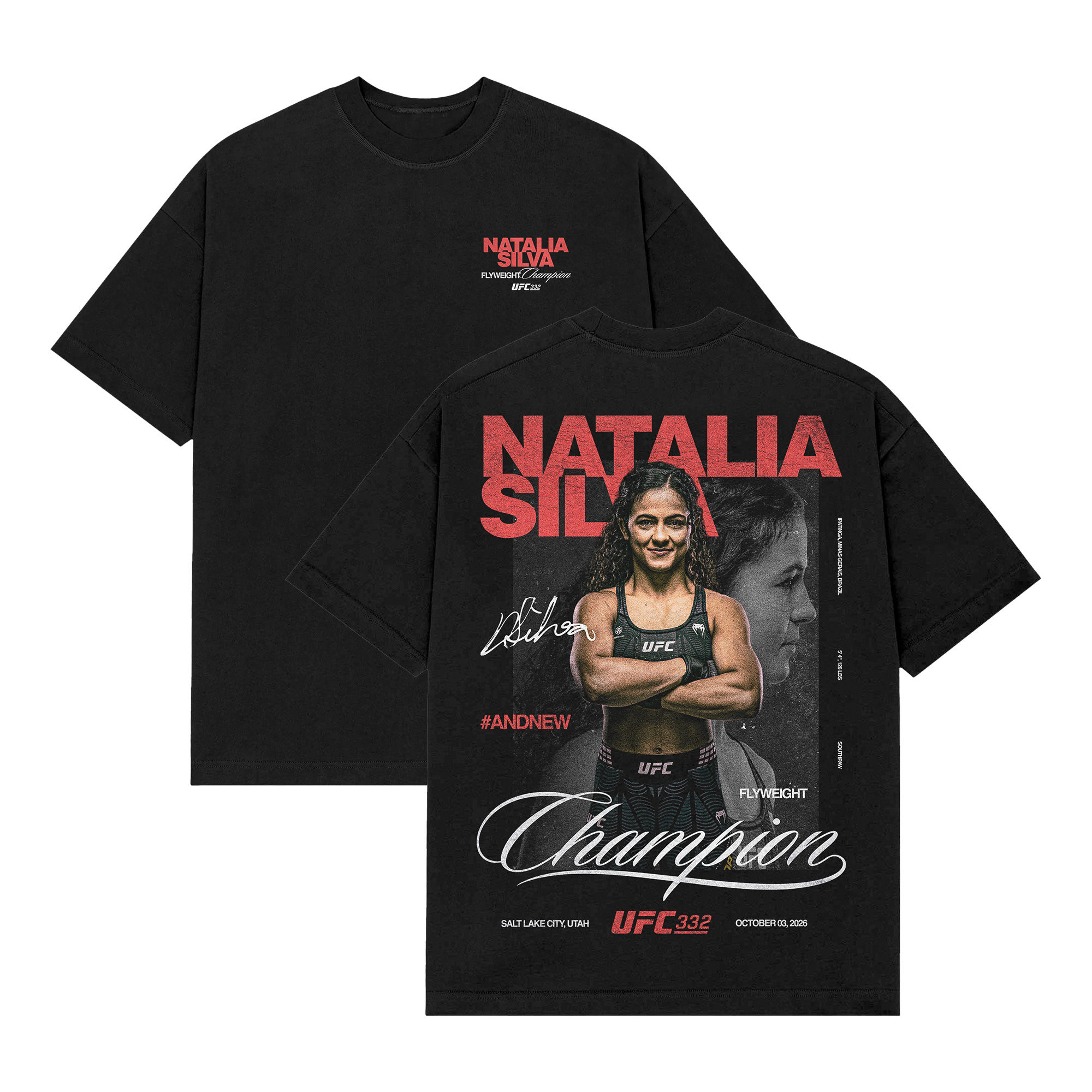 Camiseta UFC 332 Natalia Silva Champion