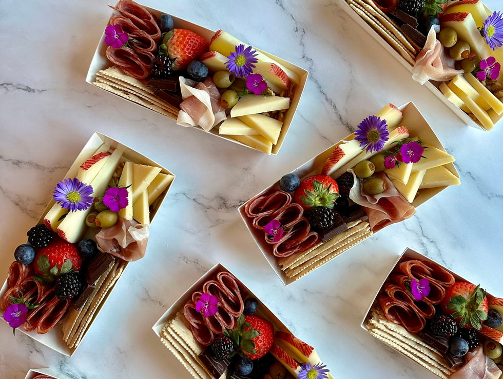 Catering service for bridal showers in Charlotte NC — grazing table with pastries and fresh berries