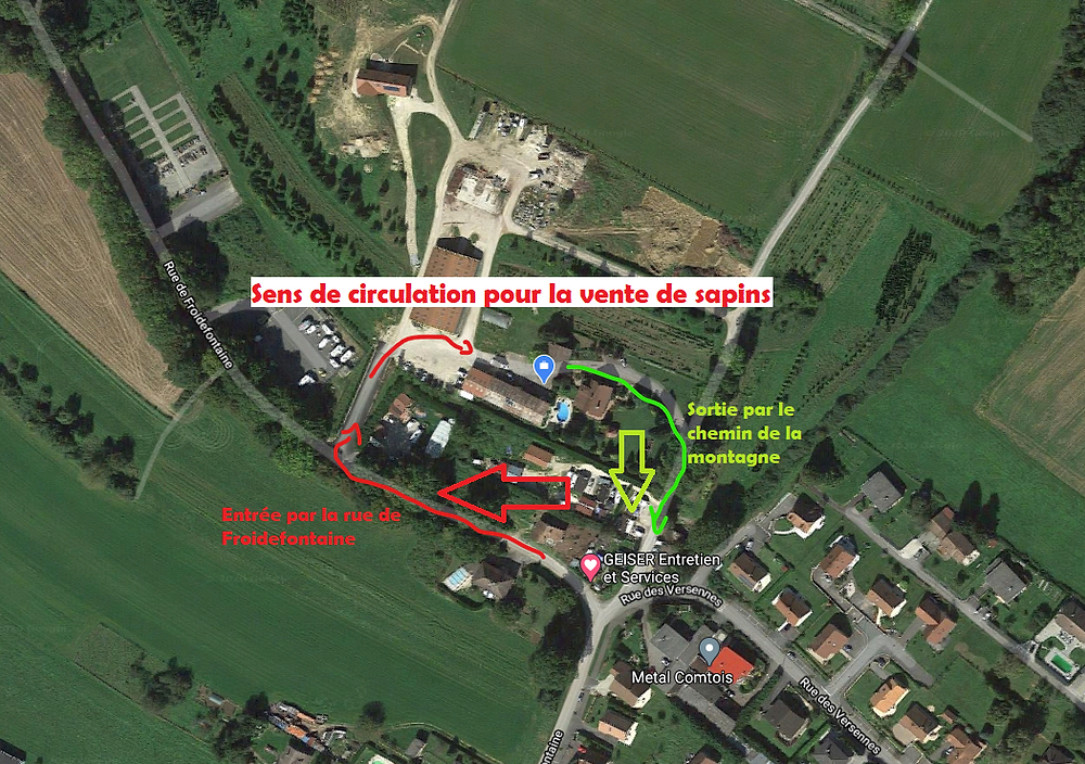 plan de circulation pour la vente de sapins