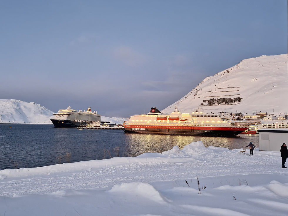Kreuzfahrtschiffe im Hafen von Honningsvåg Norwegen