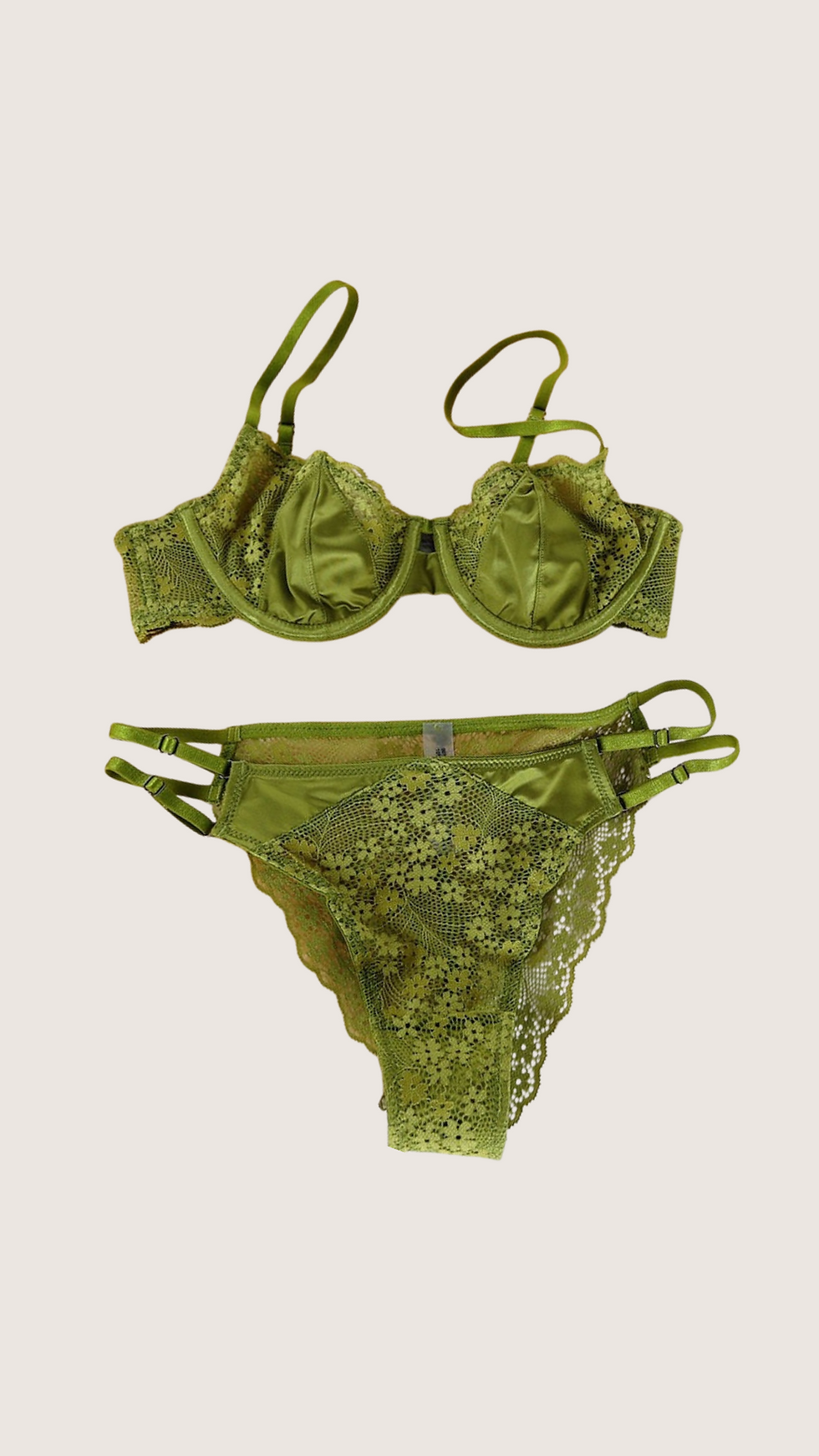 Rosemo Chill Frame green lingerie set, stylish Vancouver lingerie for women