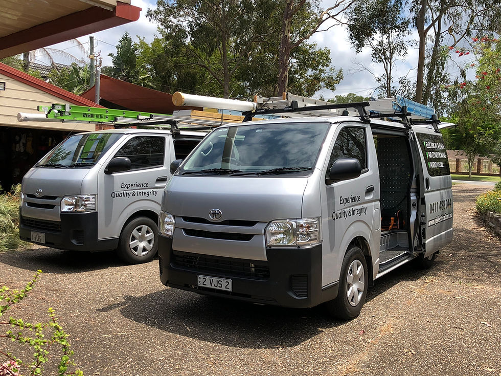 Two silver service vans for an electrician in Carindale.