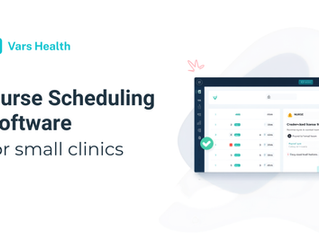 Illustration of a small healthcare clinic using modern nurse scheduling software to manage staff schedules efficiently.