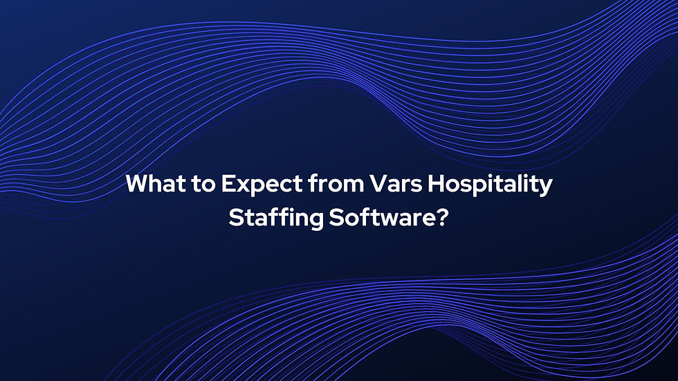 Hospitality manager using Vars Hospitality Staffing Software dashboard on a laptop
