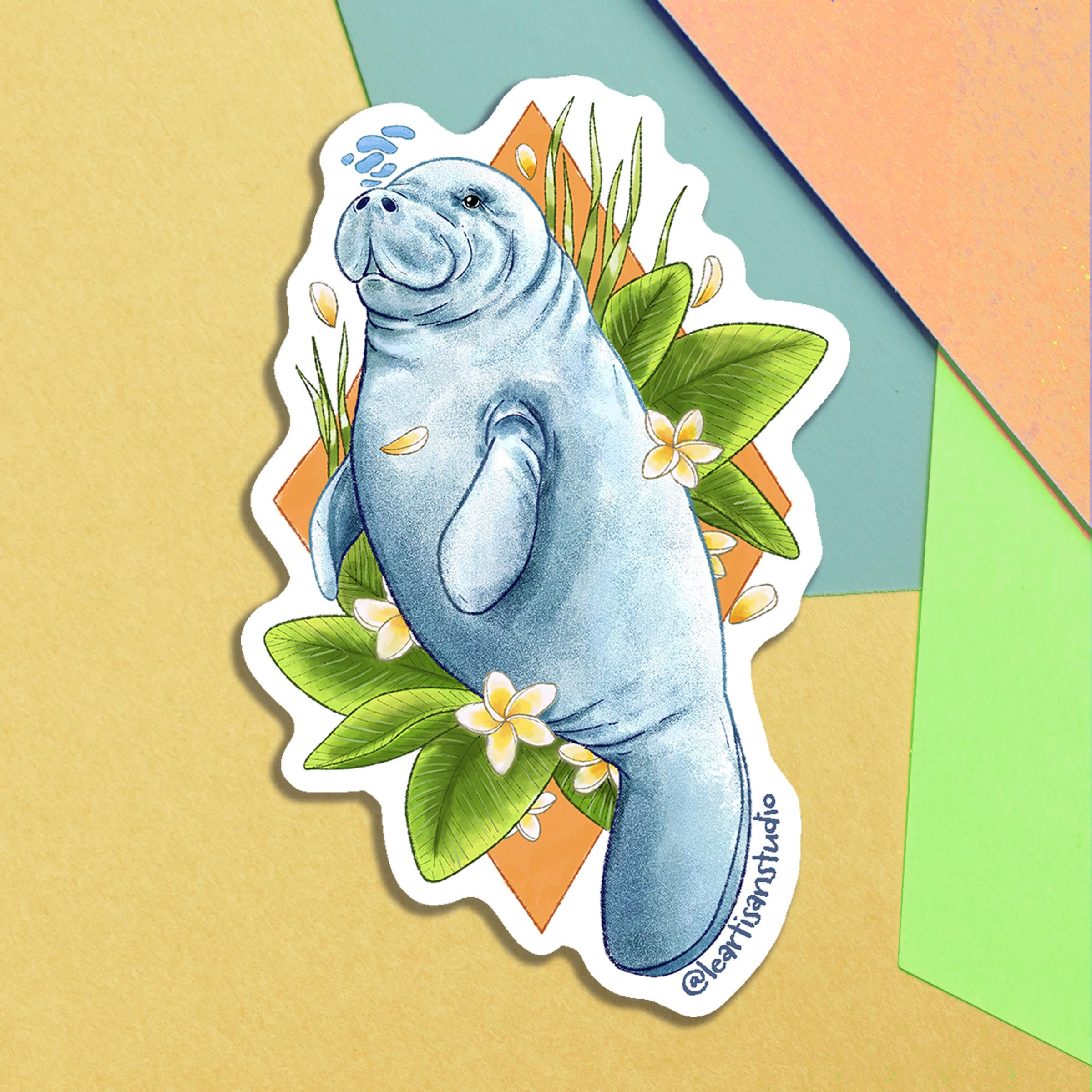 Tropical Manatee Sticker