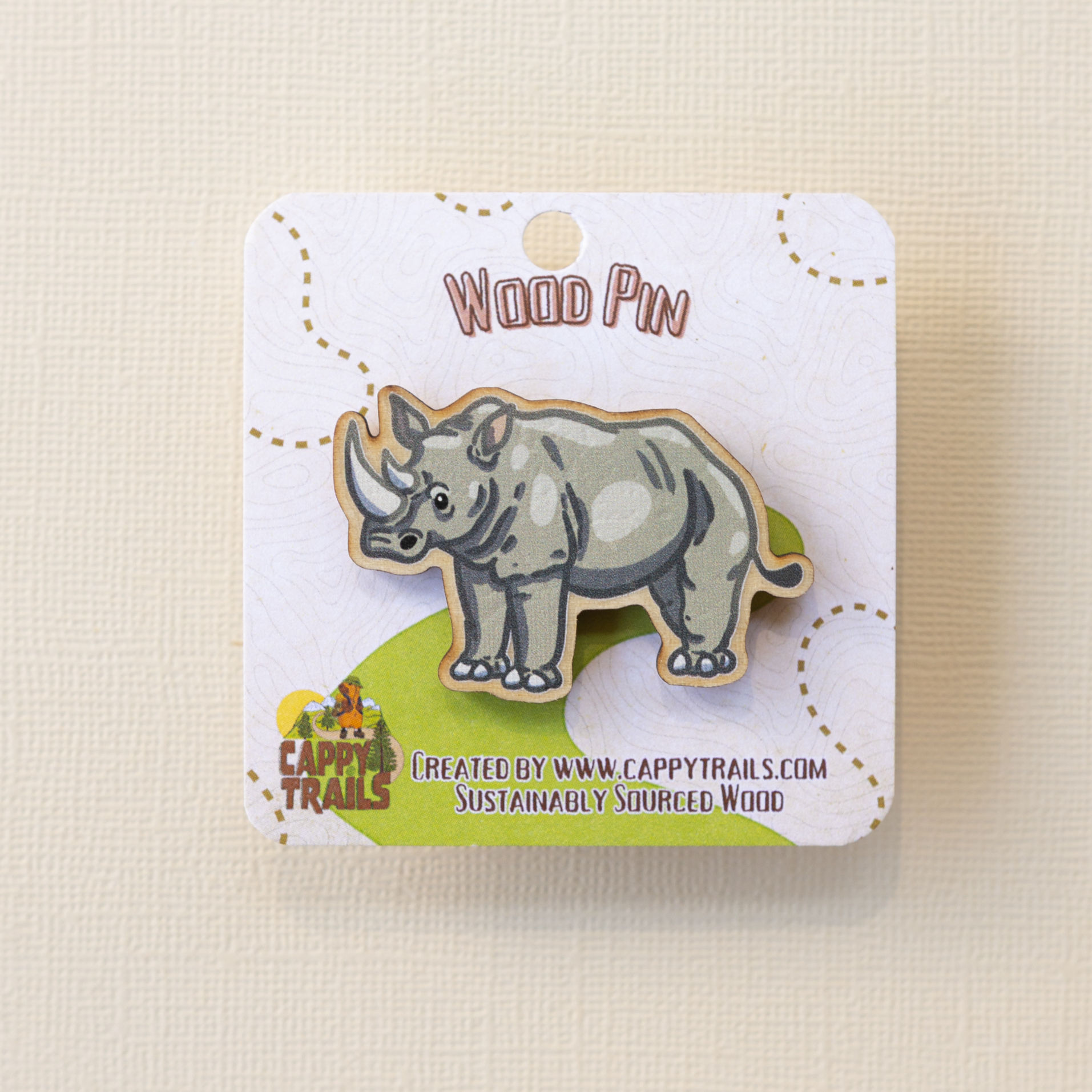 White Rhino Pin