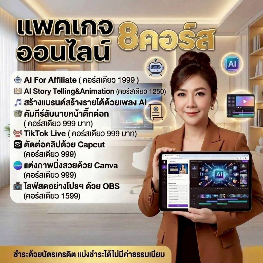 แพคเกจ AI ออนไลน์ 8 คอร์ส