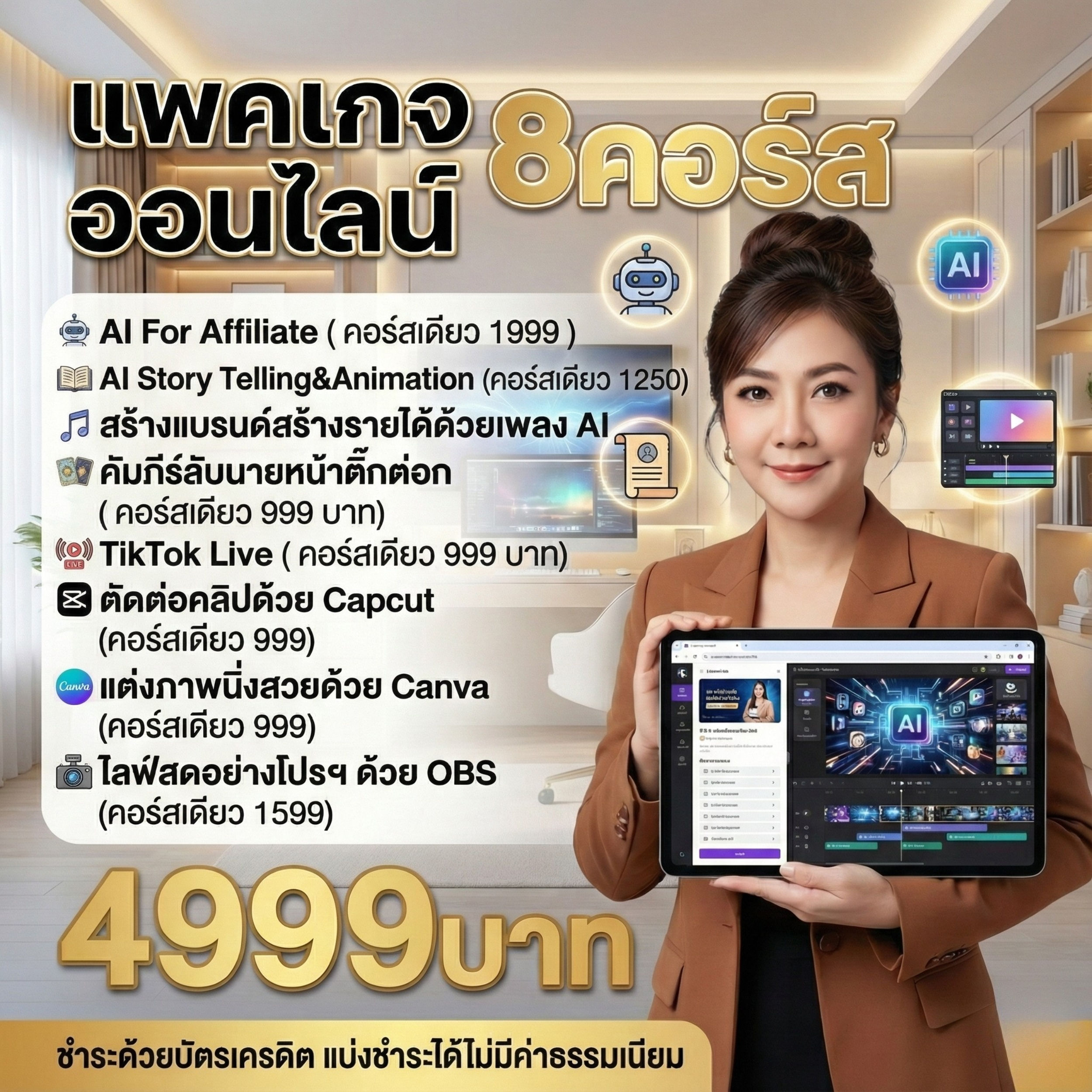 แพคเกจ AI ออนไลน์ 8 คอร์ส