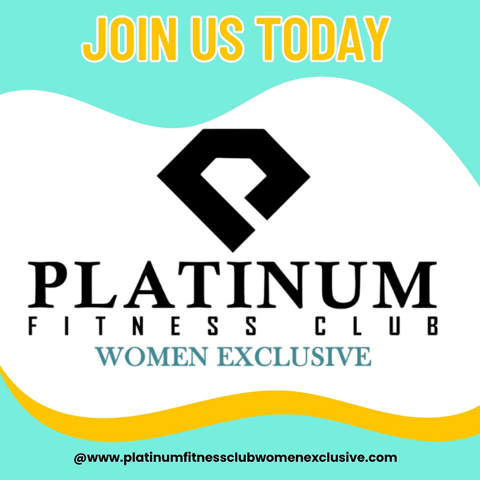 Platinum Fitness Club Women Exclusive infographic on exercise and menstrual health. It highlights benefits such as reducing menstrual cramps and PMS symptoms, regulating menstrual cycles, and boosting mood and energy levels. Recommended exercises include cardiovascular activities like running and cycling, as well as light strength training. The image features an alarm clock with 'PMS' letters, pills, and a vibrant background.