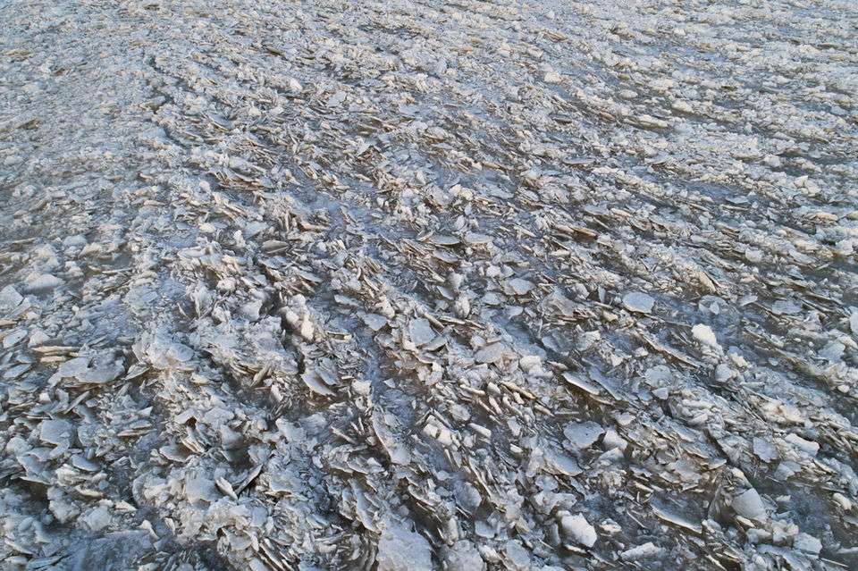 Ice flow in maumee river breaking up