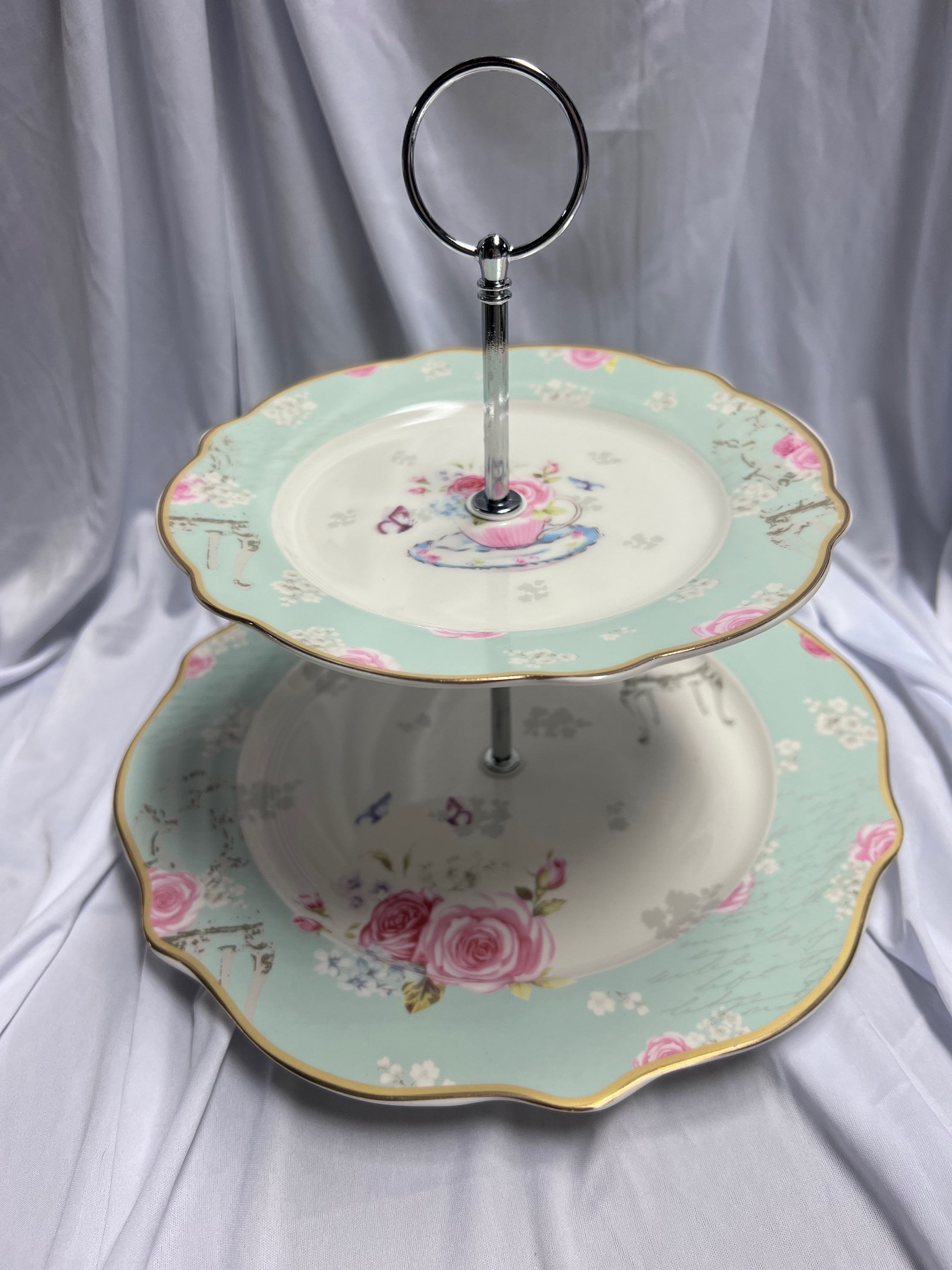 Bone China 2 tier serving plate 