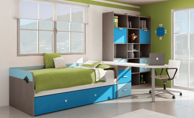 Cama cuna - Escritorio - Estante.
