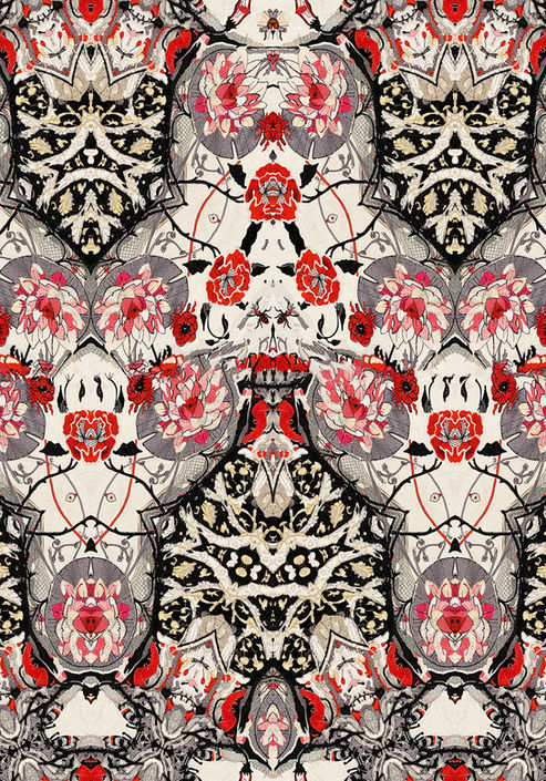 Gothic Floral 2 Printed Fabric - 70x100cm