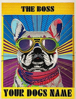 Embroidered Bulldog unframed art piece