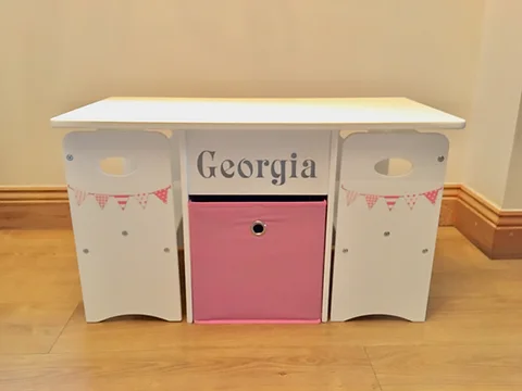 pink table and chair set