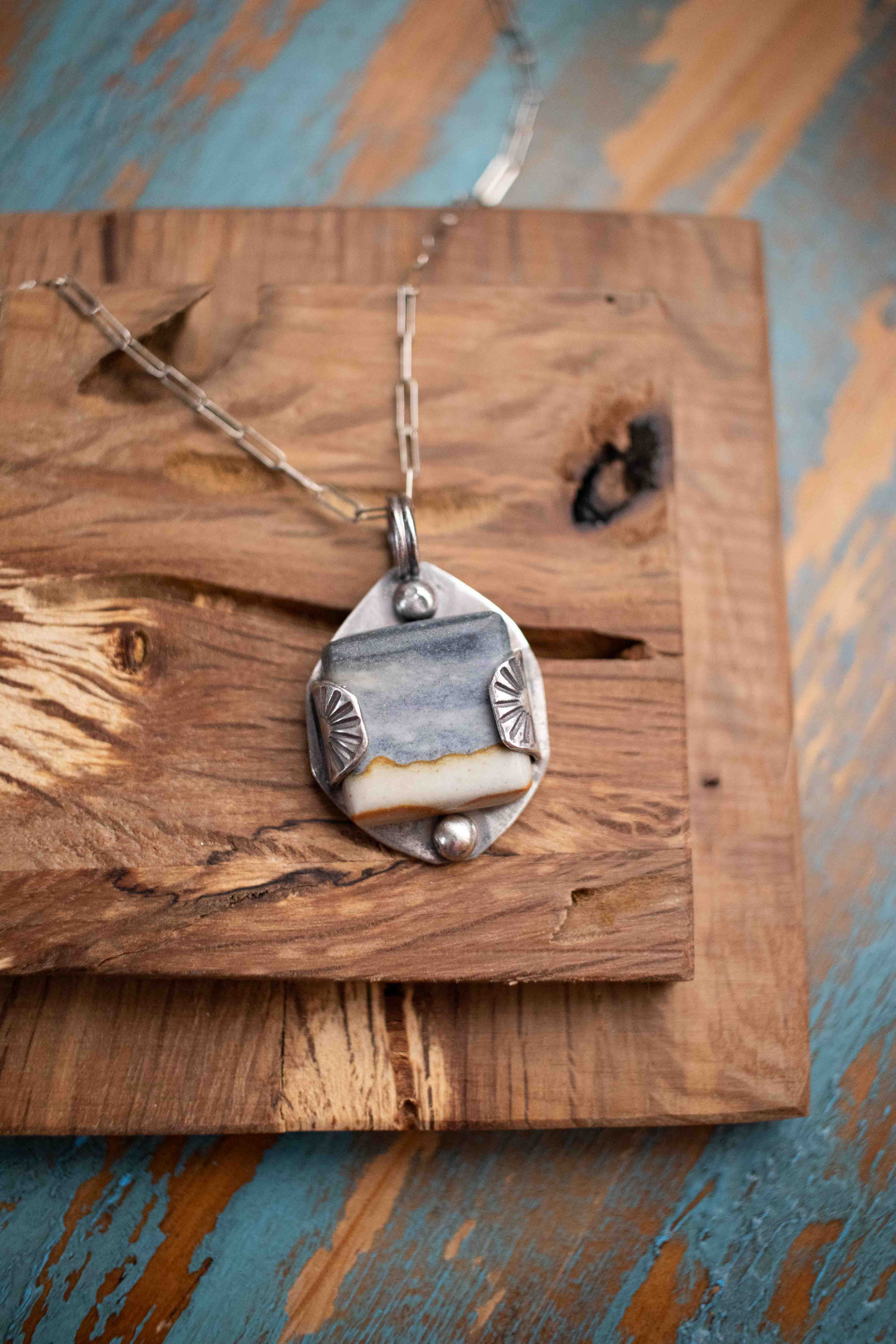 Starry Night Jasper Pendant ~ 20 inch Necklace