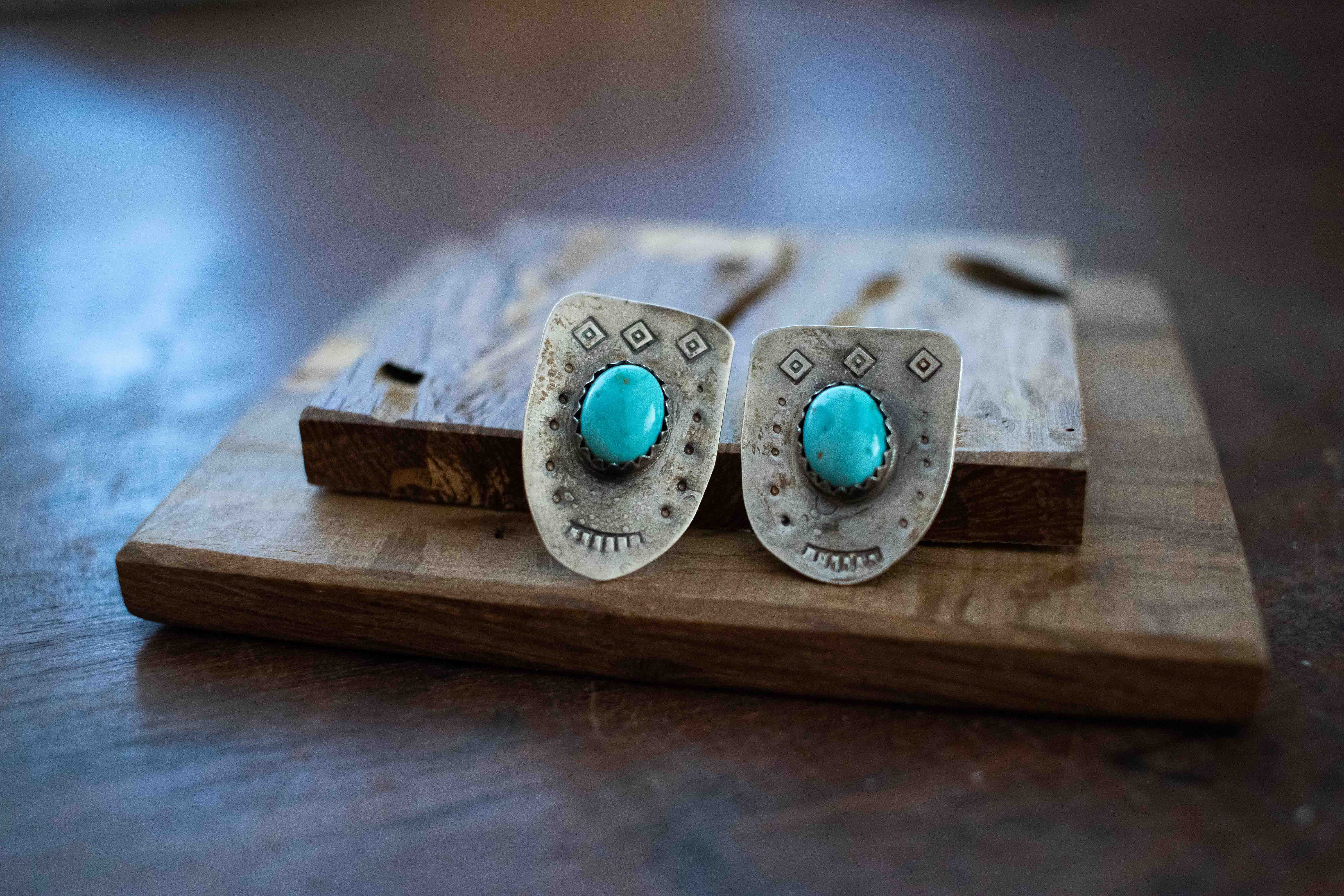 Turquoise Stamped Earrings
