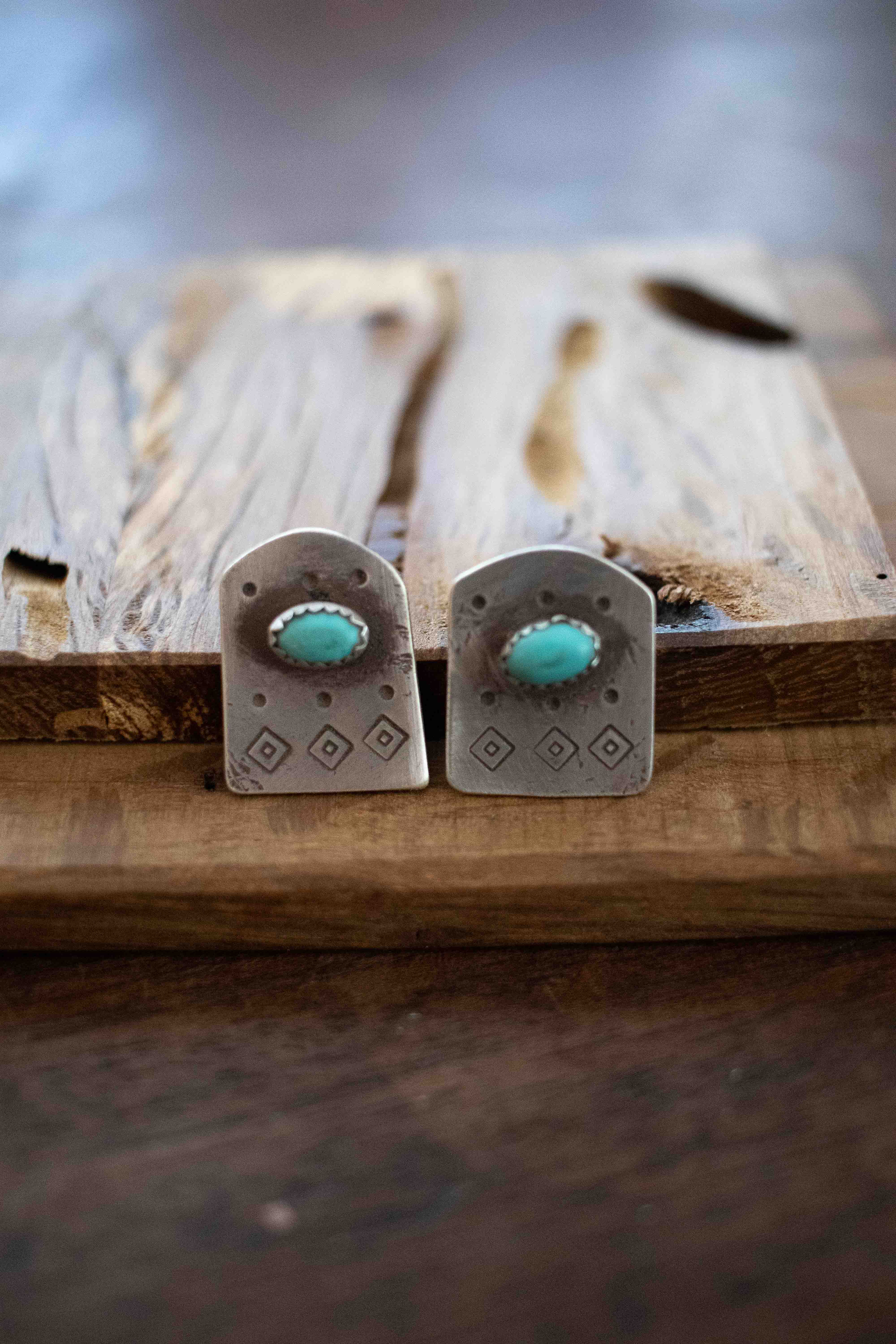 Turquoise Stamped Earrings