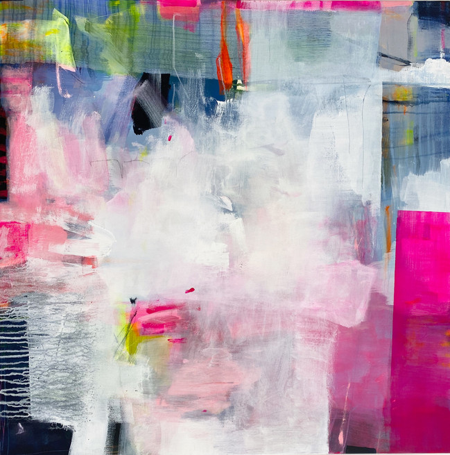 Pink Abstract Painting by Kelly Rossetti