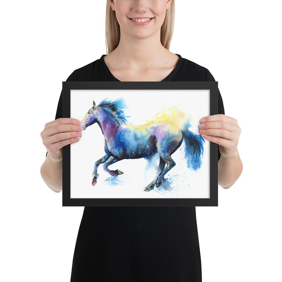 Thumbnail: Rainbow Horse - Framed Matte Print - Smaller Sizes 