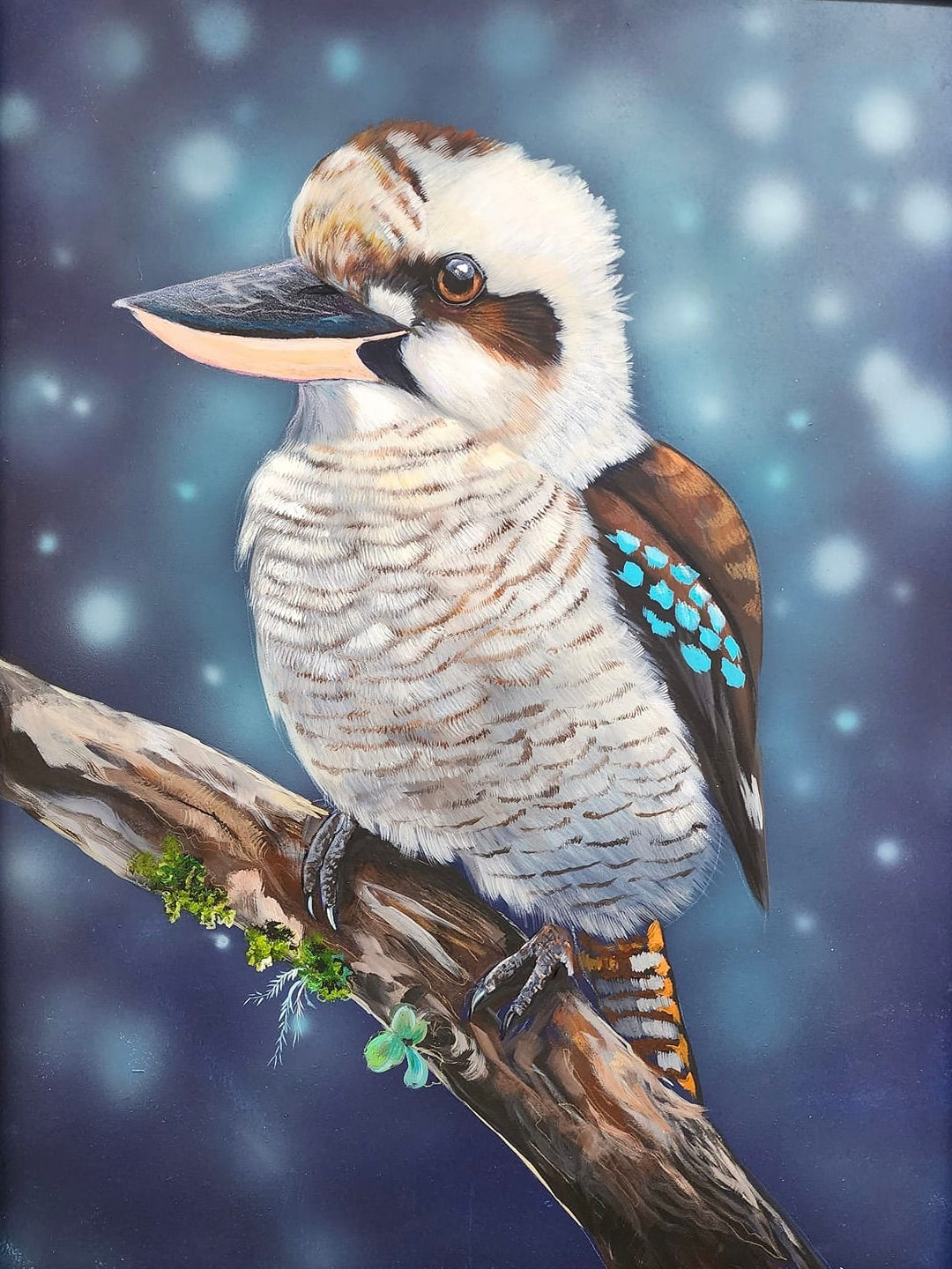 acrylic large unframed painting of kookaburra