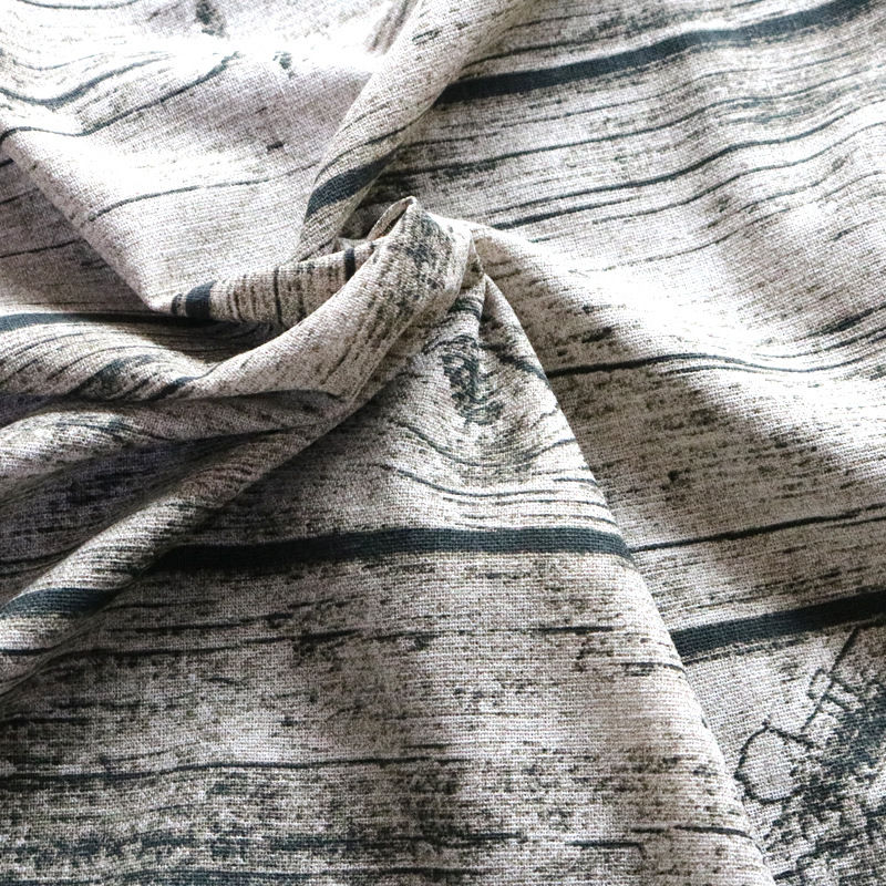 Thumbnail: Natural style Wood grain pattern linen cotton roll for outdoor tablecloth HFT-W1