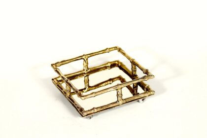Gold Bamboo Cocktail Napkin Tray