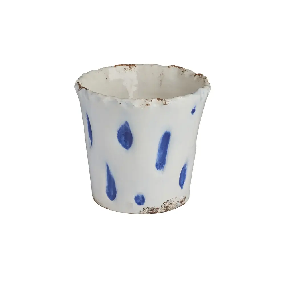 Aegean Cachepot with Blue Dots