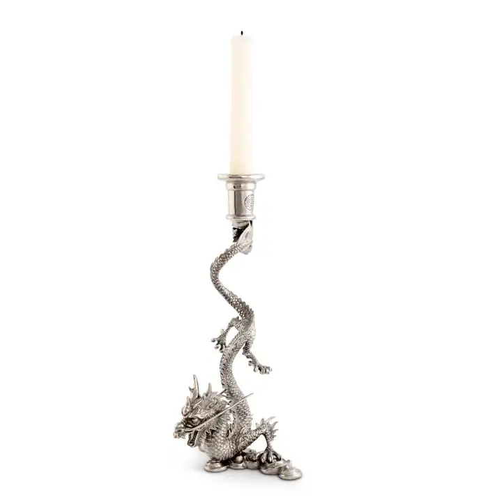Thumbnail: Stunning Dragon Pewter Candlestick