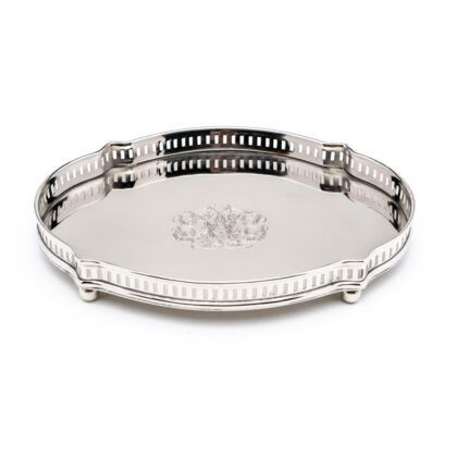Nickel Chippendale Round Tray