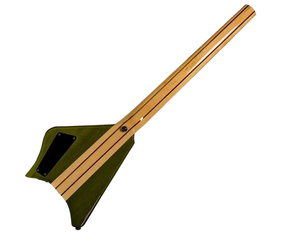 Backside View of Spade Green Clear HH Guitar