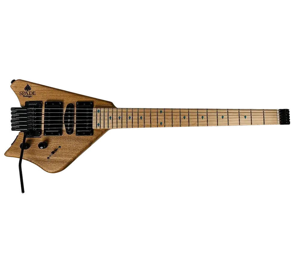 Thumbnail: Spade Matte Clear With Floating Tremolo HSH Pickups Coil Split Guitar in Horizontal Position