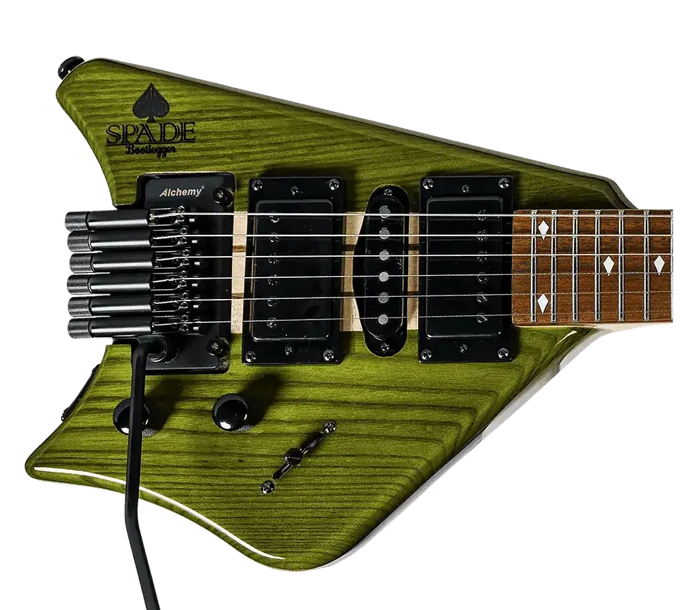 Thumbnail: Main Body of Spade Green Clear With Floating Tremolo HSH Pickups Coil Split Guitar