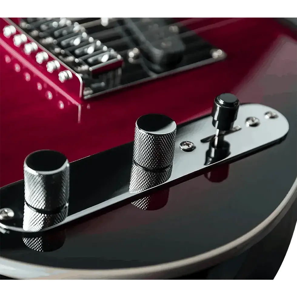 Thumbnail: Adjusting Screws or Knobs of Single Barrel Red Black Burst Electric Guitar