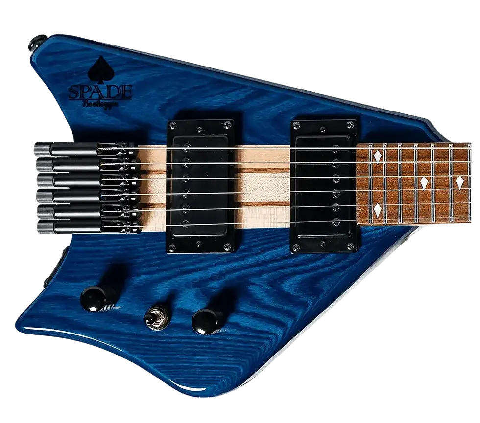 Thumbnail: Fretboard of Spade Blue Clear HH Guitar