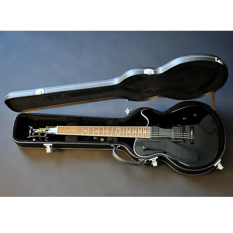Rye Outlaw Black Electric Guitar With Its Safety Case