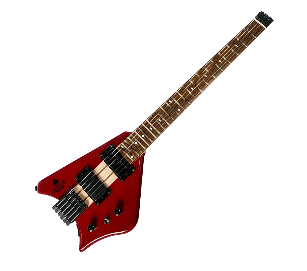 Spade Red Clear HH Electric Headless Guitar