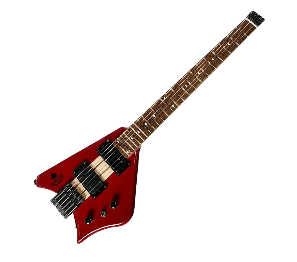Spade Red Clear HH Electric Headless Guitar