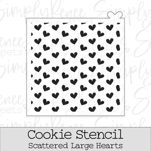 Scattered Large Hearts Cookie Stencil Simply Renee Sweets