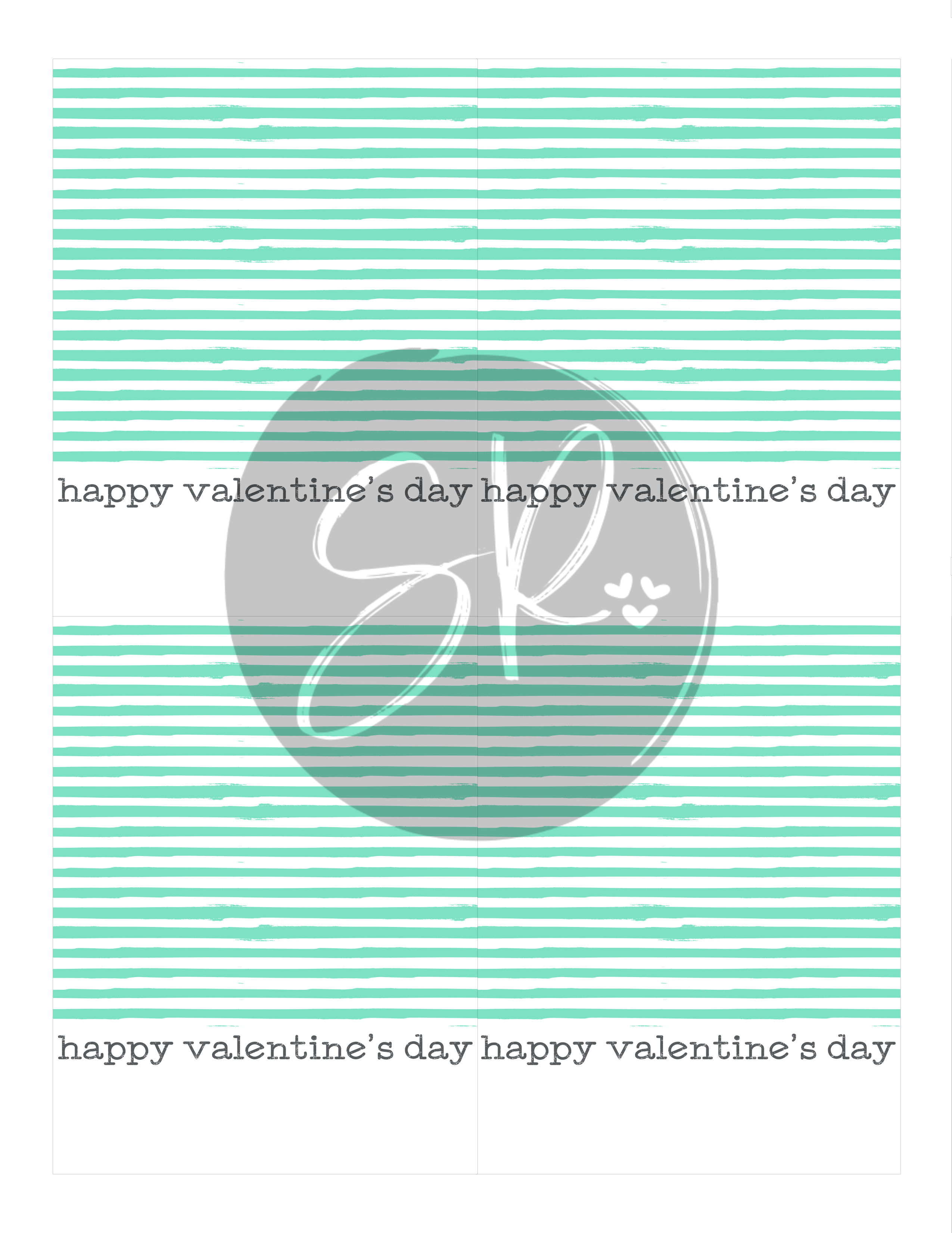 STRIPE Happy Valentine's Day - Cookie Card Printable