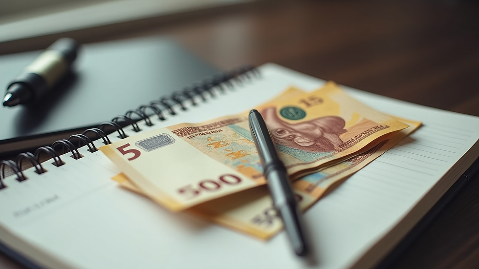 Close-up view of a notebook with Forex notes and a pen