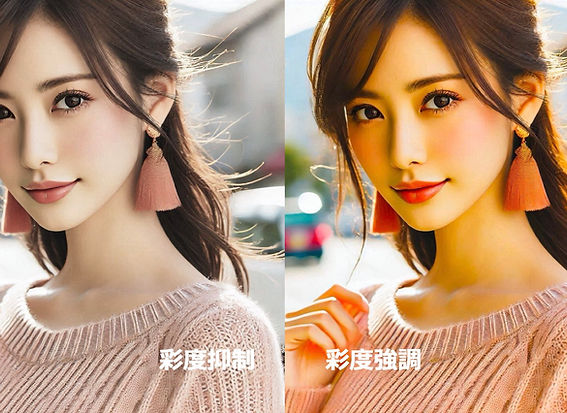 彩度を解説するイメージ(監修・神野富三)