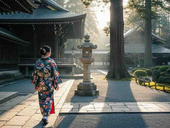 シネマティックに映る着物女性