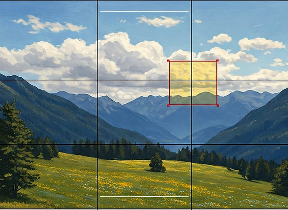 三分割構図-二分割構図を解説するイメージ（監修・神野富三）