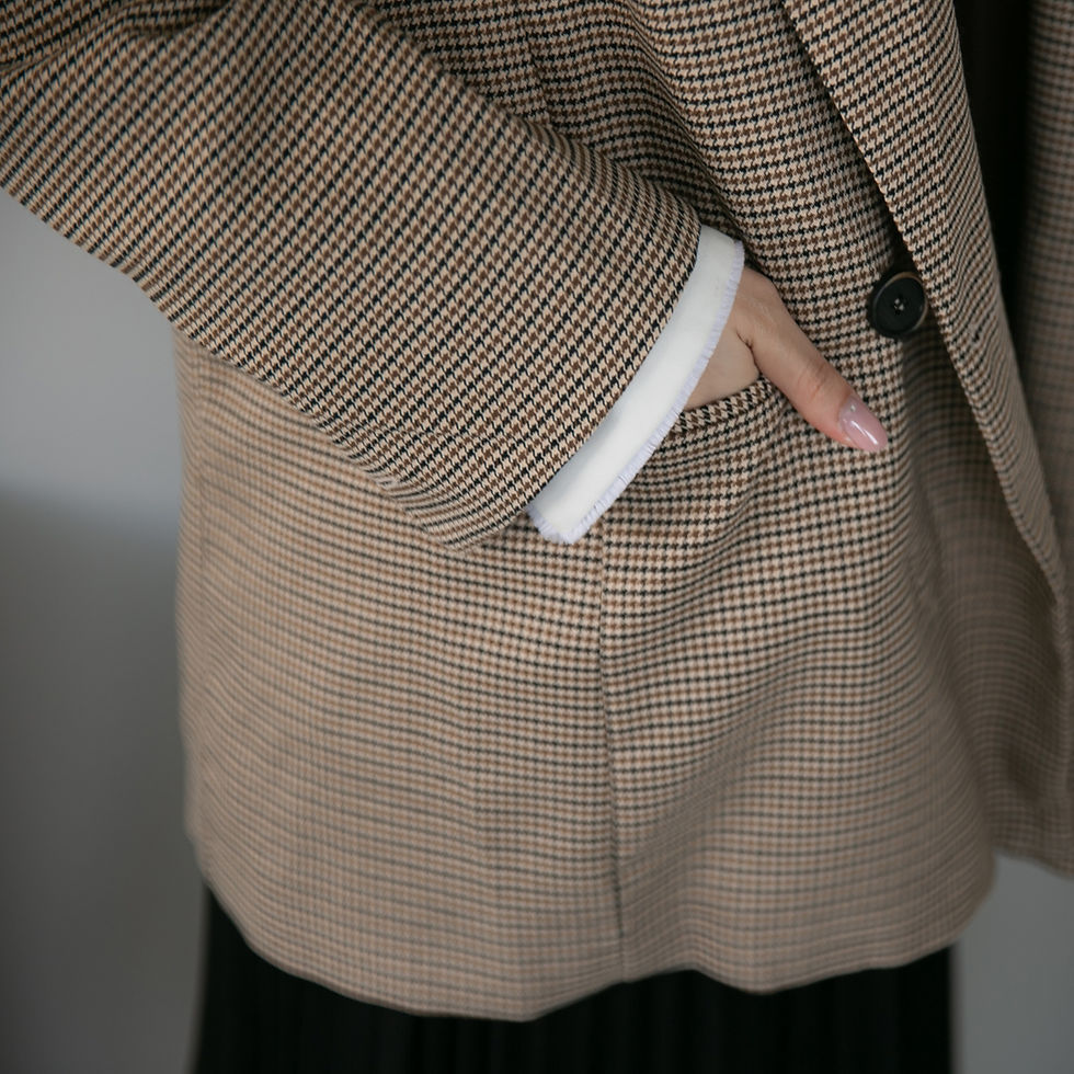 縮圖：【現貨+預購】千鳥格紋細紋西裝外套（棕格）♡