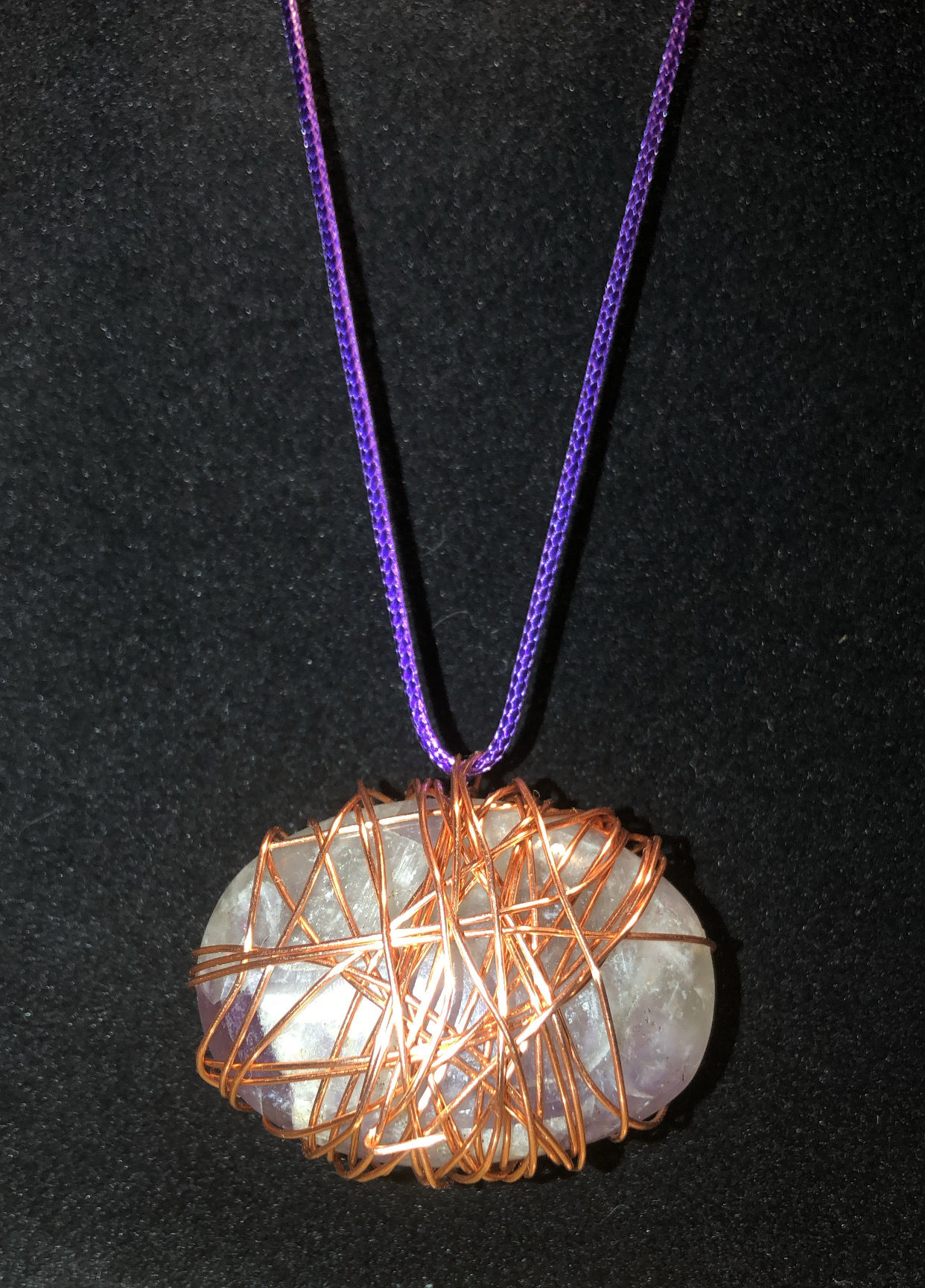 Copper Wrapped Tumbled Amethyst Necklace