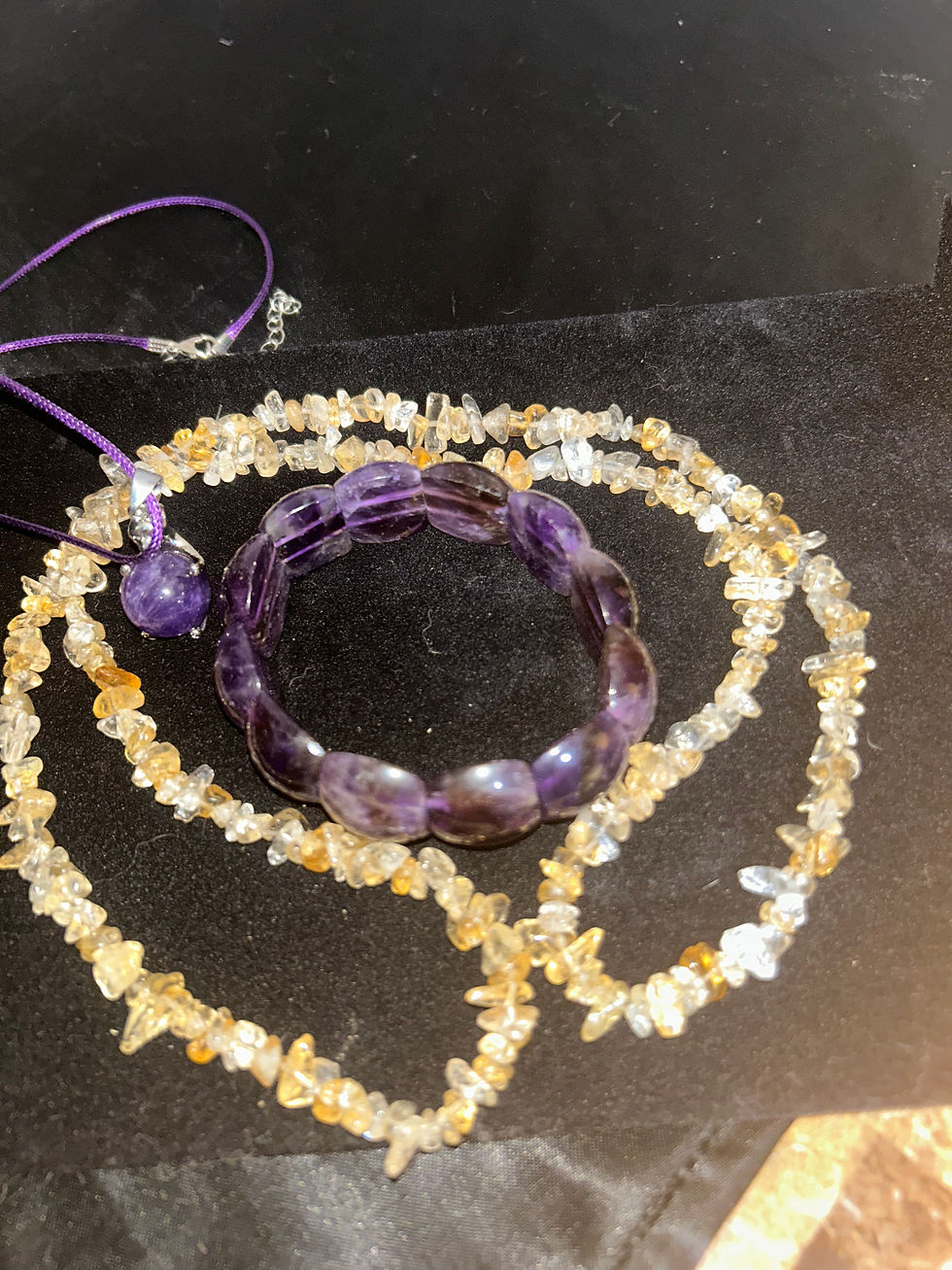 Thumbnail: Citrine Chip Necklace x Amethyst Necklace, Ametrine Bracelet Bundle 