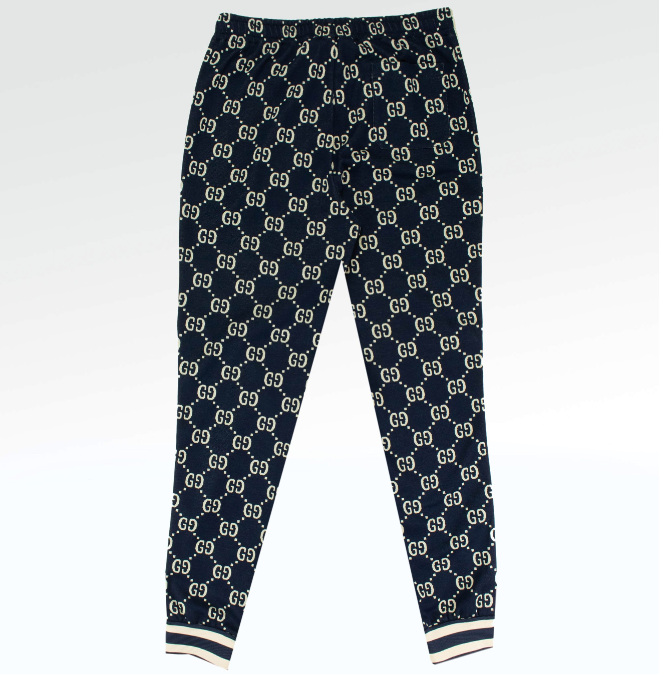 GUCCI GG JACQUARD TAPE JOGGING BOTTOMS BLUE