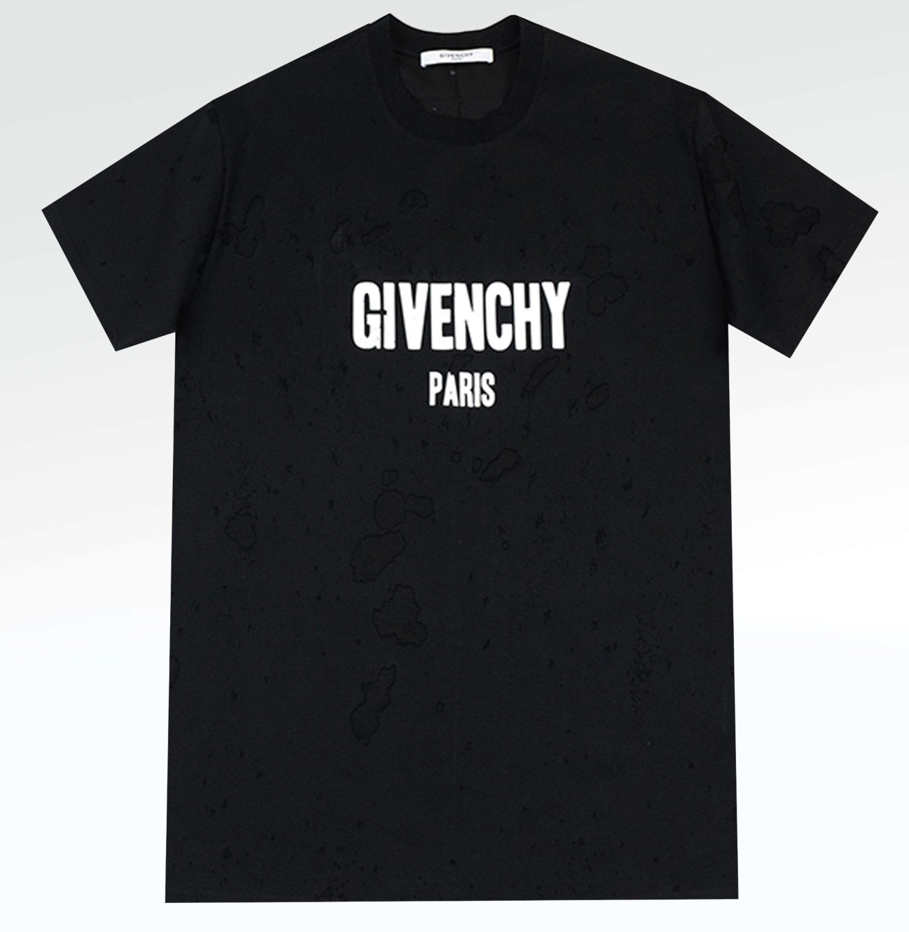 GIVENCHY PARIS DISTRESSED LOGO T SHIRT BLACK
